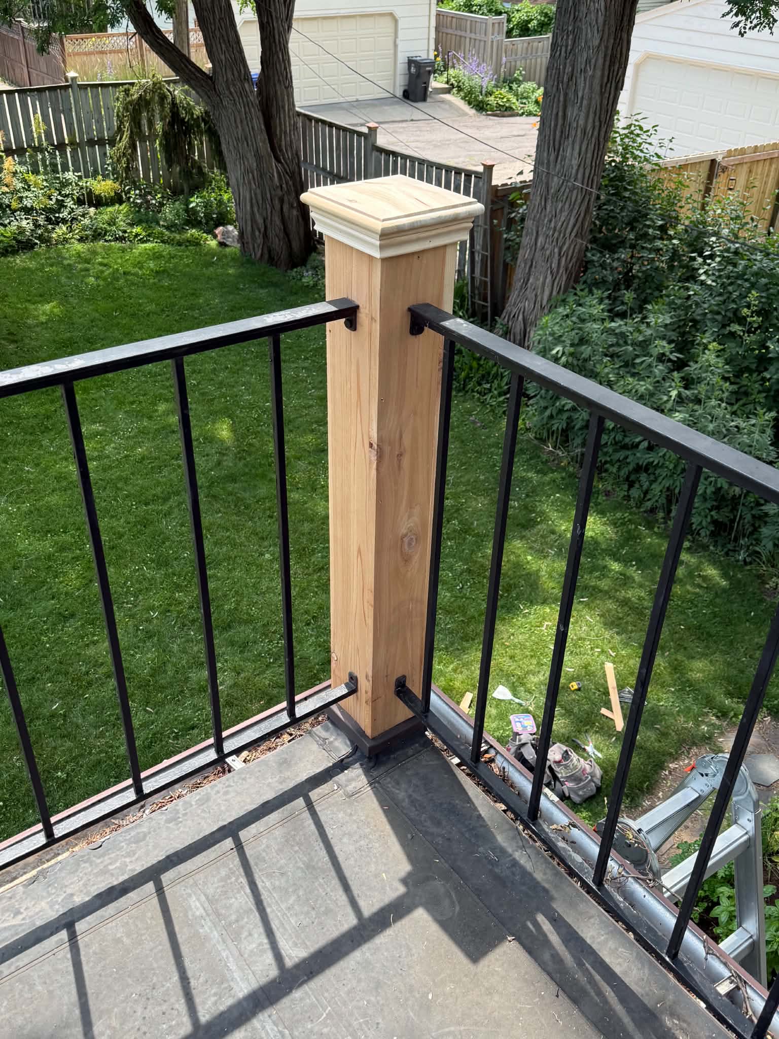 Custom exterior railing post